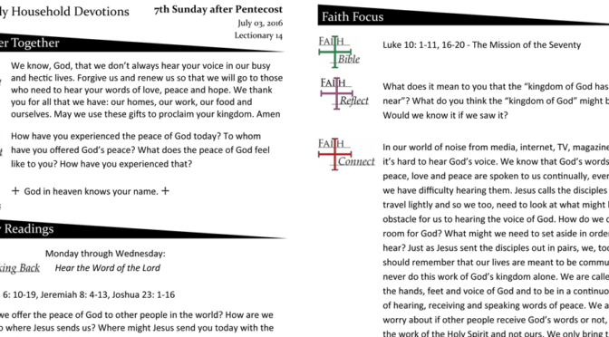 Weekly Devotion Page for July 3, 2016