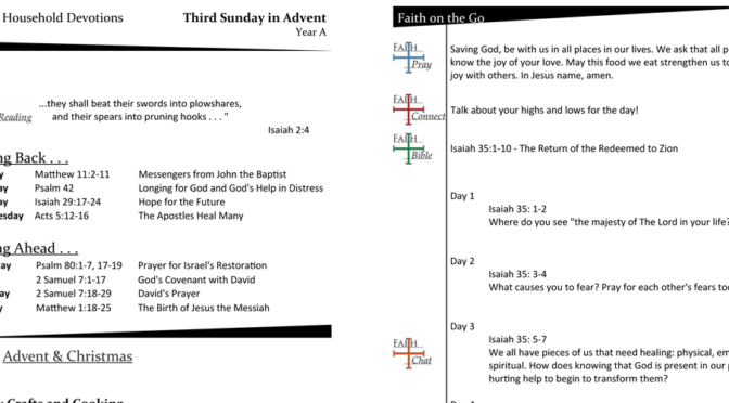 Weekly Devotion Page for Advent 3 – Year A