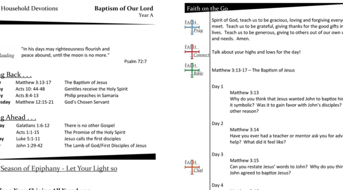 Household Devotion Page for Baptism of Our Lord Sunday – Year A