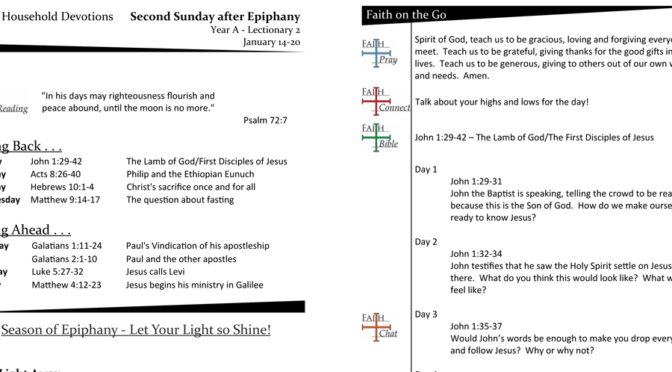 Weekly Household Devotions for the Second Sunday after Epiphany – Year A, Lectionary 2A