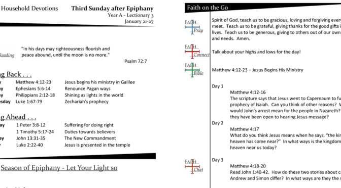 Household Devotion Page for the 3rd Sunday after Epiphany