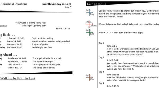 Weekly Devotion Page – Fourth Sunday in Lent, Year A