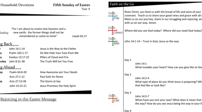 Weekly Devotion Page for the Fifth Sunday of Easter – Year A