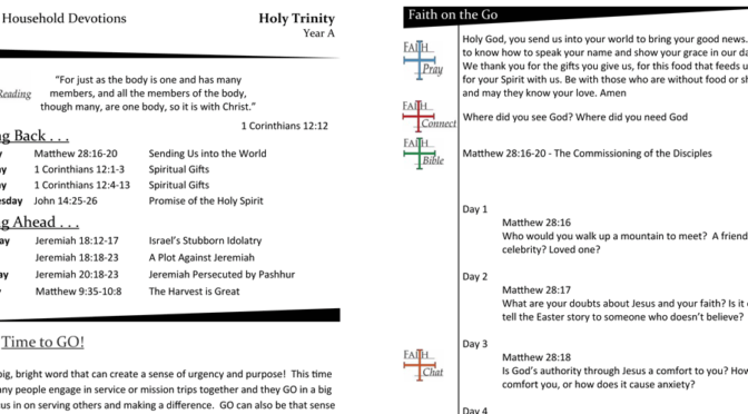 Weekly Devotion page for Holy Trinity for Year A
