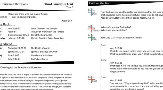 Weekly Devotion Page for the 3rd Sunday in Lent – Year B