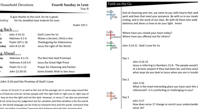 Weekly Devotion Page for the Fourth Sunday in Lent, Year B