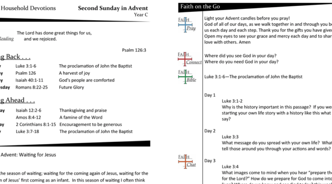 WEEKLY DEVOTION PAGE FOR THE SECOND SUNDAY IN ADVENT – YEAR C