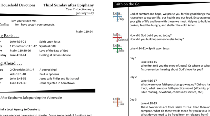 WEEKLY DEVOTION PAGE THE Third Sunday after Epiphany– LECTIONARY 3, YEAR C (JANUARY 21-27)