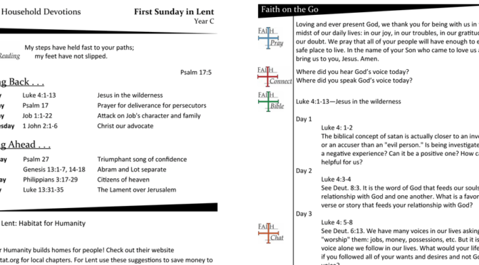 WEEKLY DEVOTION PAGE FOR The First Sunday in Lent, YEAR C
