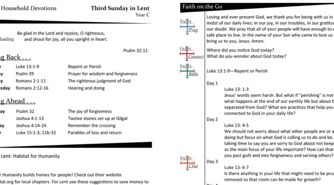 WEEKLY DEVOTION PAGE FOR THE Third SUNDAY IN LENT, YEAR C