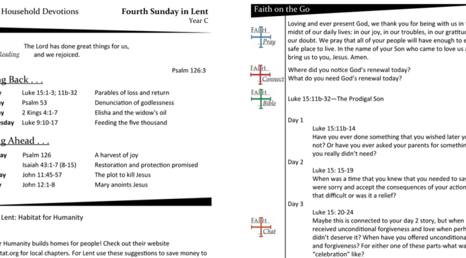 WEEKLY DEVOTION PAGE FOR THE Fourth SUNDAY IN LENT, YEAR C