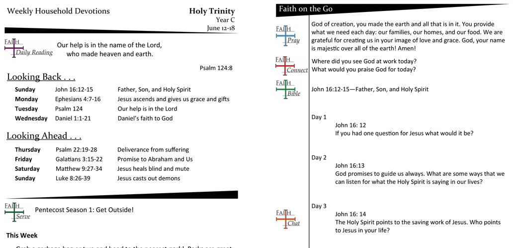 WEEKLY DEVOTION PAGE FOR Holy Trinity, YEAR C | Faith Formation Journeys