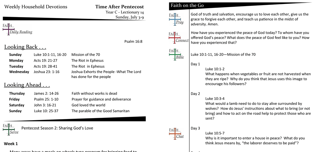 TIME AFTER PENTECOST – LECTIONARY 14, YEAR C | Faith Formation Journeys