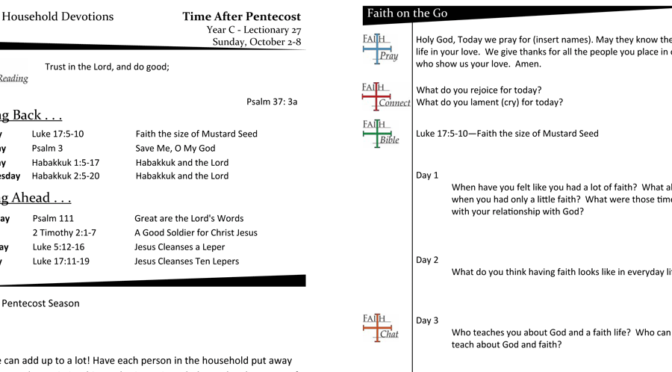 TIME AFTER PENTECOST – LECTIONARY 27, YEAR C