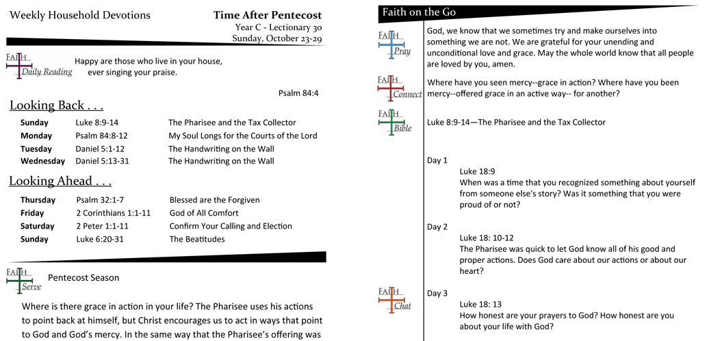 TIME AFTER PENTECOST – LECTIONARY 30, YEAR C | Faith Formation Journeys