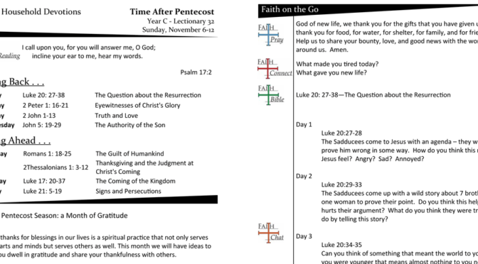 TIME AFTER PENTECOST – LECTIONARY 32, YEAR C
