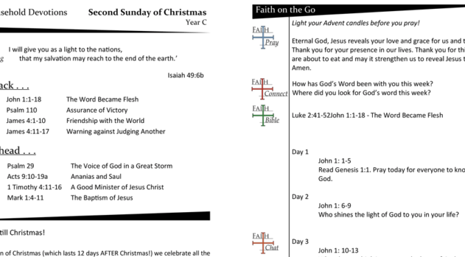 WEEKLY DEVOTION PAGE FOR THE Second SUNDAY OF CHRISTMAS – YEAR C
